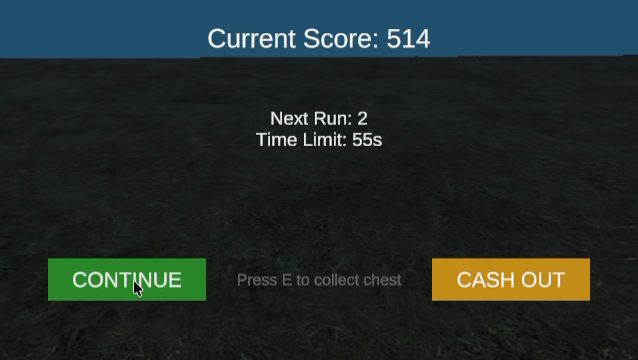 Stay or cash out decision screen